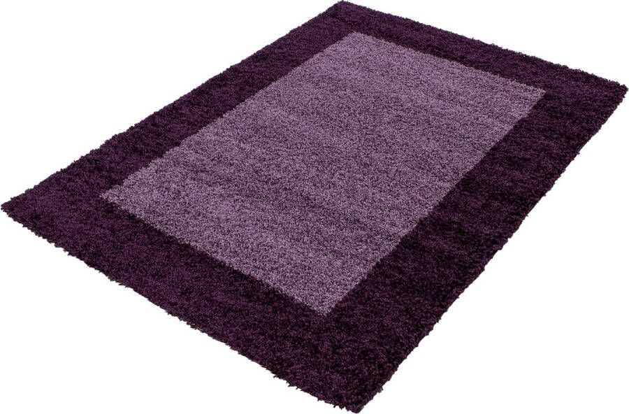 Muratap Tapijtenloods Basic Shaggy Kader vloerkleed Paars Hoogpolig 160x230 CM