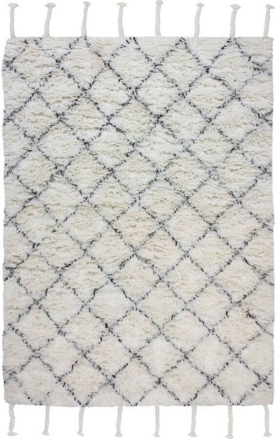 Muratap Tapijtenloods Berber Marokkaans Design Vloerkleed Creme Hoogpolig 120x170 CM