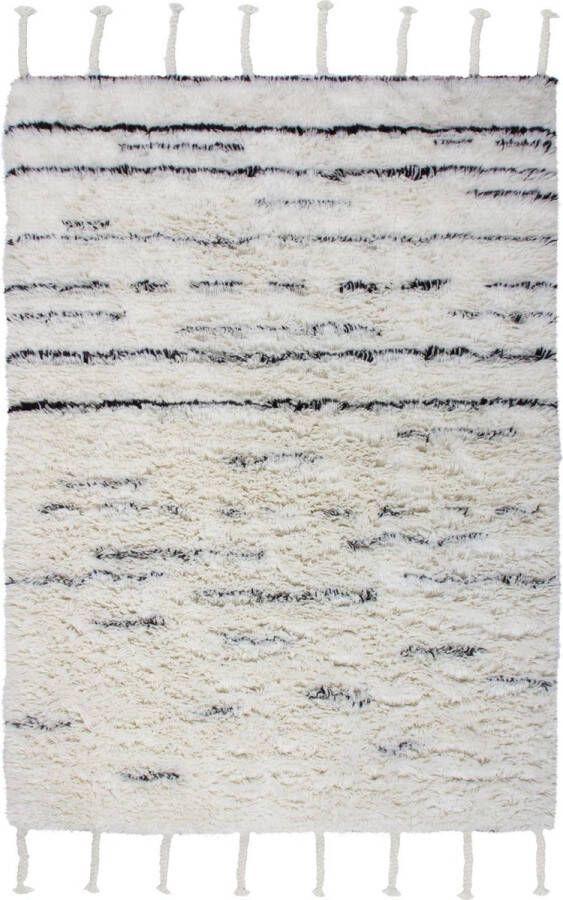 Muratap Tapijtenloods Berber Marokkaans Design Vloerkleed Creme Hoogpolig 160x230 CM