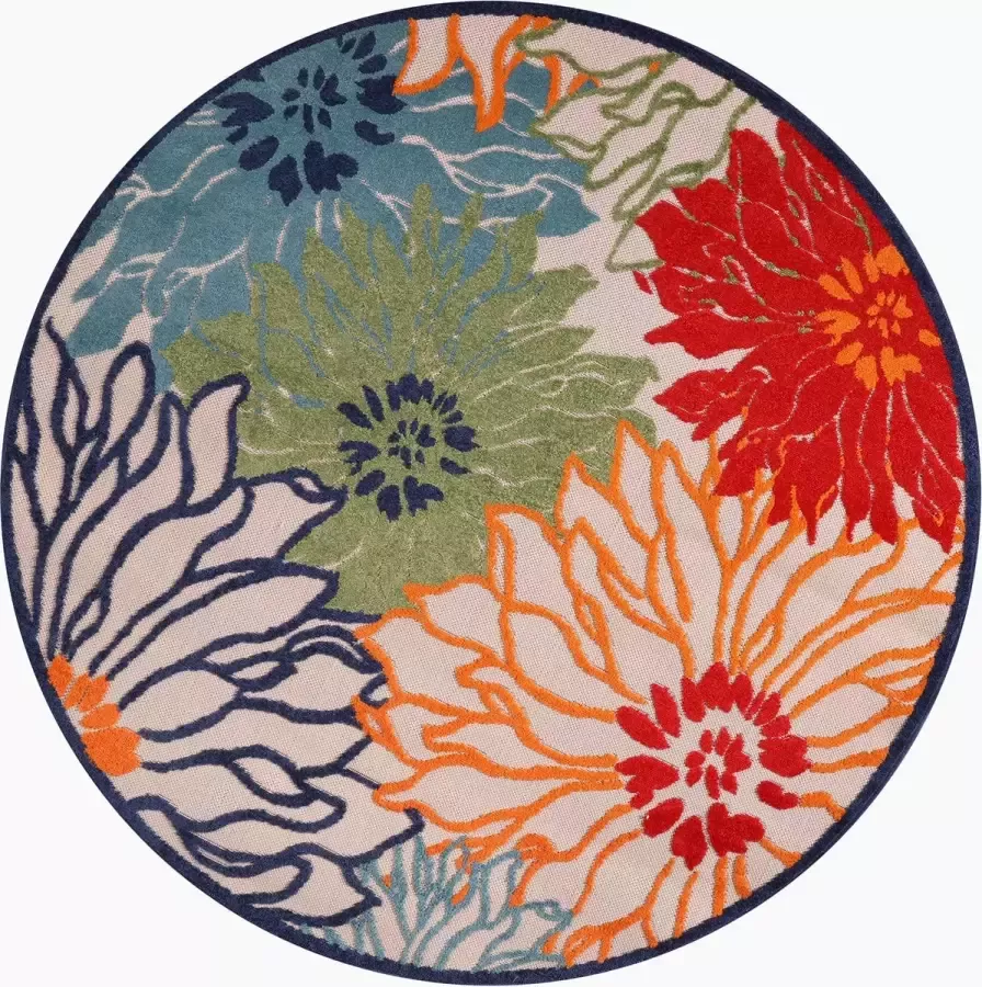 Muratap Tapijtenloods Floral Buitenkleed Multi 200 CM Tuintapijt Buitentapijt Vloerkleed Buiten en Binnen - Foto 3