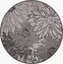 Muratap Tapijtenloods Binnen en Buiten Rond Vloerkleed Floral Outdoor Laagpolig Tapijt Grijs- 150 CM ROND - Thumbnail 2