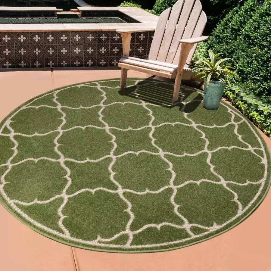 Muratap Tapijtenloods Buitenkleed Berlin Groen 200 CM Tuintapijt Buitentapijt Laagpolig Tapijt Buiten - Foto 2