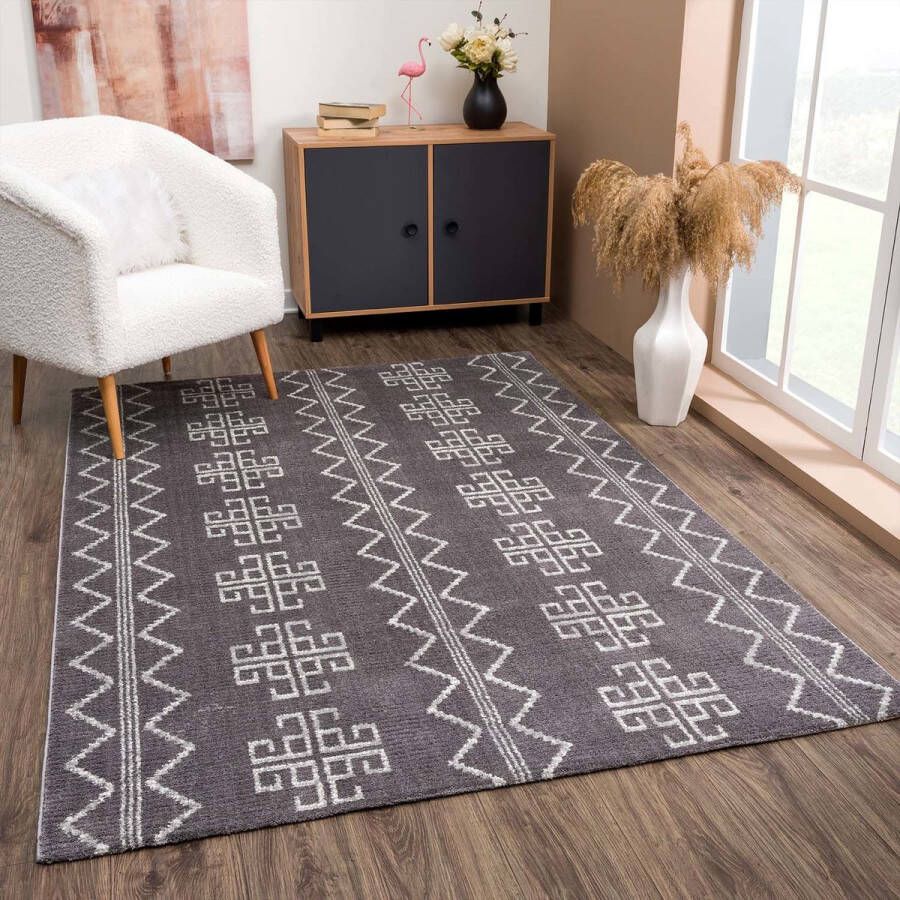 Muratap Tapijtenloods Boho Scandinavisch Stijl Vloerkleed Laag Hoogpolig April Grijs 160x230 CM