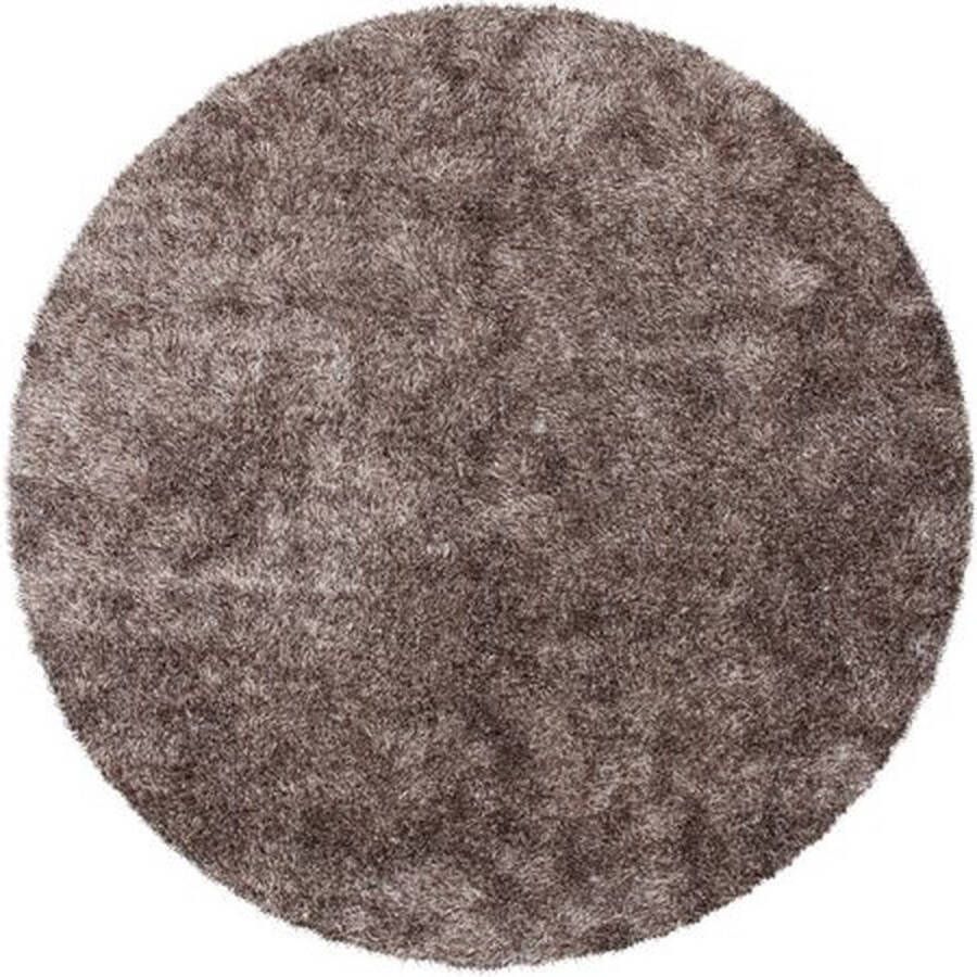 Muratap Tapijtenloods Diamond Soft Rond Hoogpolig Fluweel Vloerkleed Bruin Beige- 160 CM ROND