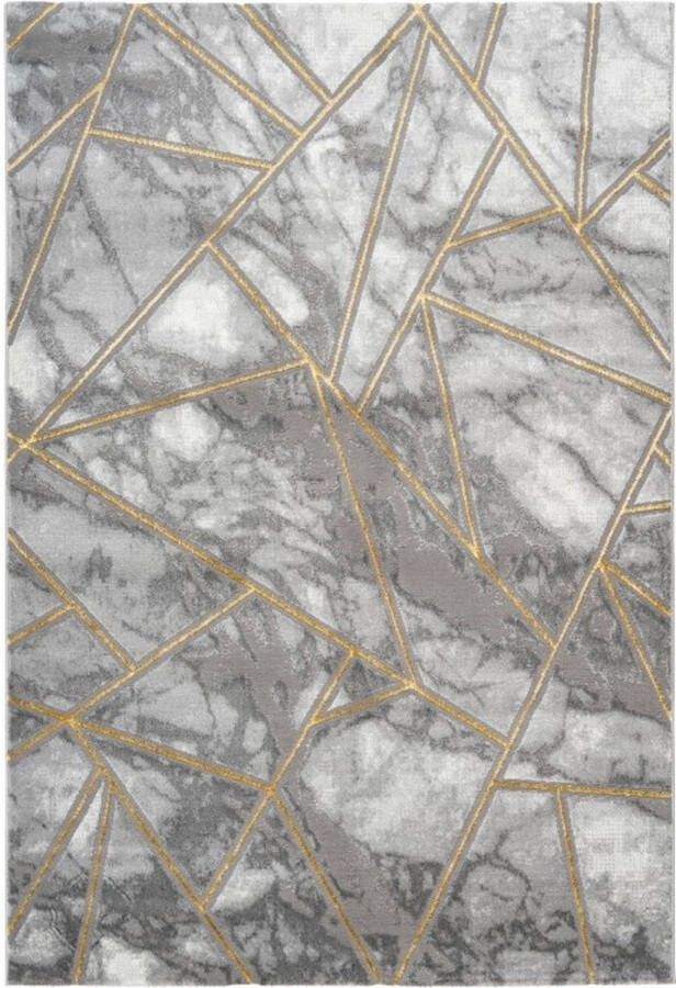 Muratap Tapijtenloods Fashion Abstract Laagpolig Vloerkleed Design Tapijt Grijs Goud- 200x290 CM