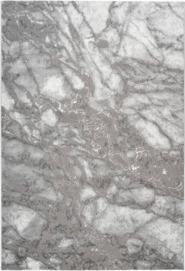 Muratap Tapijtenloods Fashion Marmer Laagpolig Vloerkleed Design Tapijt Grijs Zilver- 160x230 CM - Foto 2