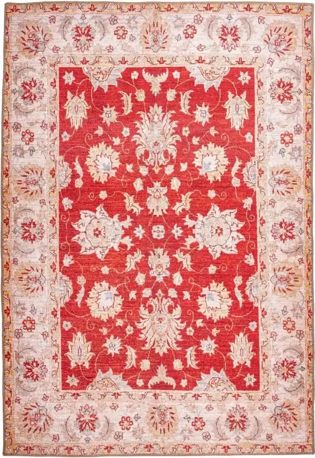 Muratap Faye Retro Vintage Vloerkleed Laagpolig Multikleur Rood Tapijt Woonkamer- 75x150 CM - Foto 2