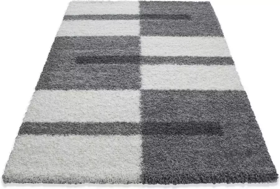 Muratap Tapijtenloods Gala Shaggy vloerkleed Grijs Wit Hoogpolig- 160x230 CM