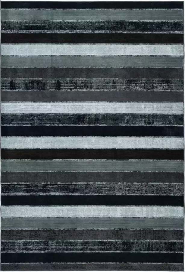 Muratap Tapijtenloods Greta Stripe Recycled Vintage Vloerkleed Laagpolig Grijs Groen- 200x290 CM