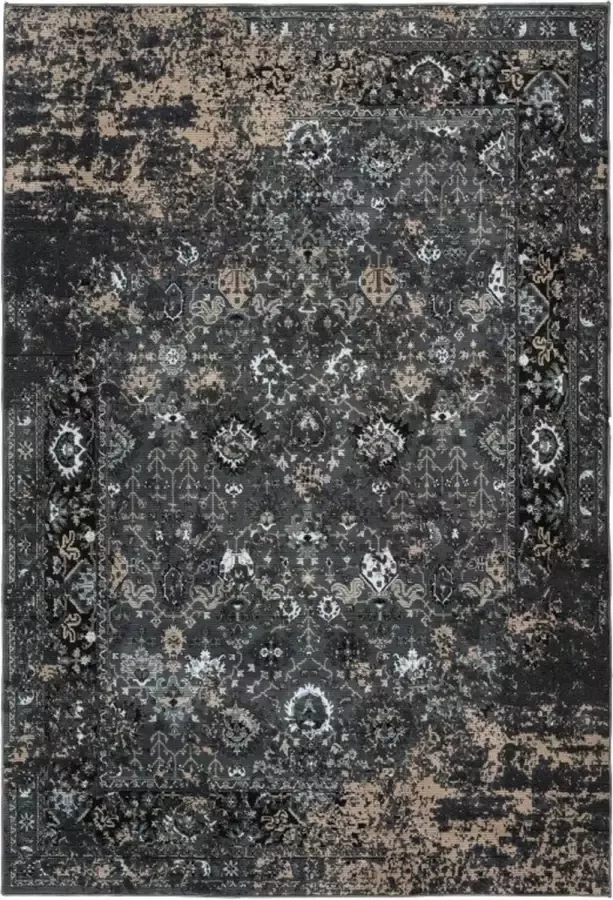 Muratap Tapijtenloods Greta Vogue Recycled Vintage Vloerkleed Laagpolig Grijs Groen- 200x290 CM