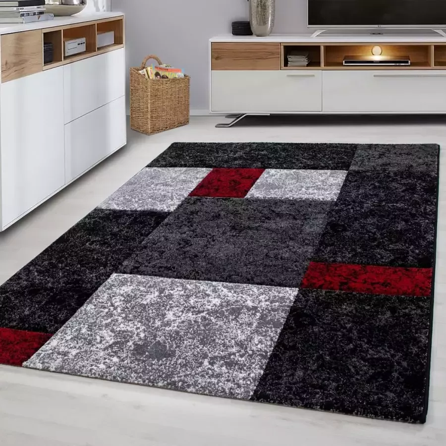 Muratap Tapijtenloods Basic Collection Modern Vloerkleed Rood Grijs Laagpolig- 140x200 CM