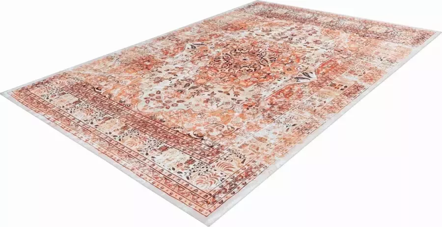 Muratap Ibiza Vintage Vloerkleed Multikleur Tapijt Laagpolig Oranje- 80x150 CM
