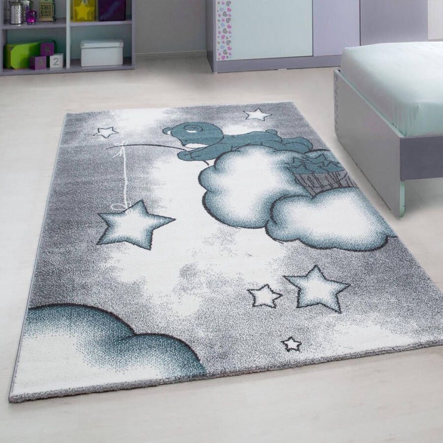 Muratap Tapijtenloods Kids Dreams Vloerkleed Kinderkamer Blauw Grijs Laagpolig- 120x170 CM