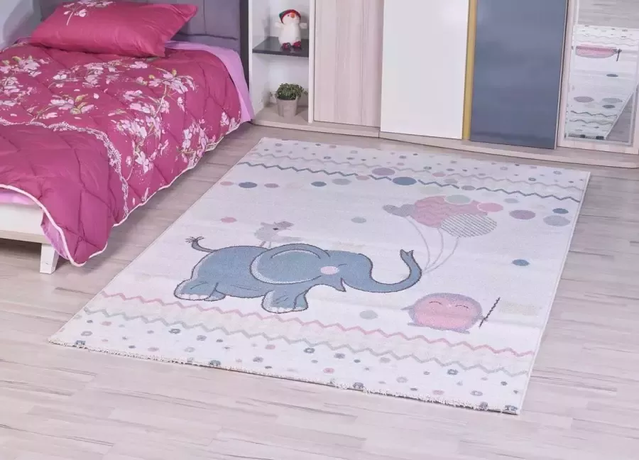 Muratap Tapijtenloods Kids Olifant Vloerkleed Kinderkamer Multi Laagpolig 120x170 CM