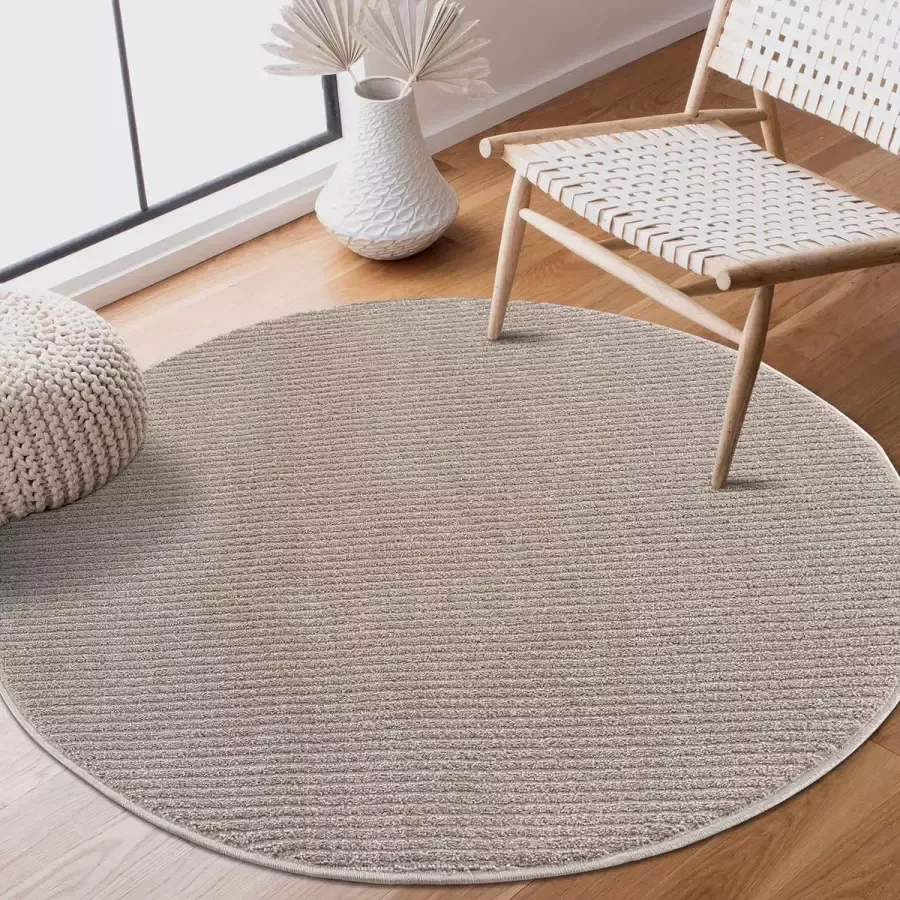 Muratap Tapijtenloods Laagpolig Vloerkleed Fancy Beige- 160 CM ROND