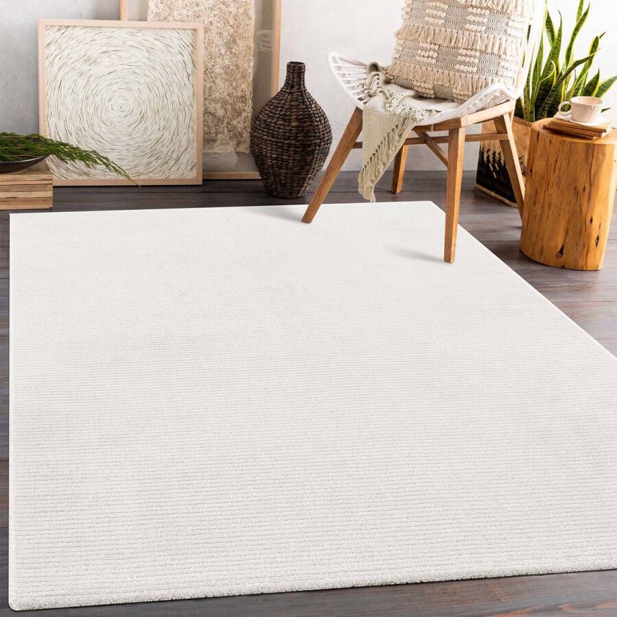 Muratap Tapijtenloods Laagpolig Vloerkleed Fancy Wit- 80x150 CM