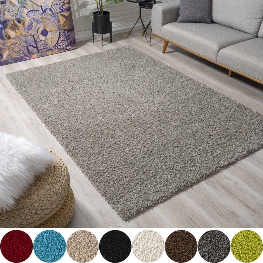 Muratap Tapijtenloods Loca Shaggy Vloerkleed Licht Grijs Hoogpolig Effen Tapijt Woonkamer Slaapkamer 120x170 CM