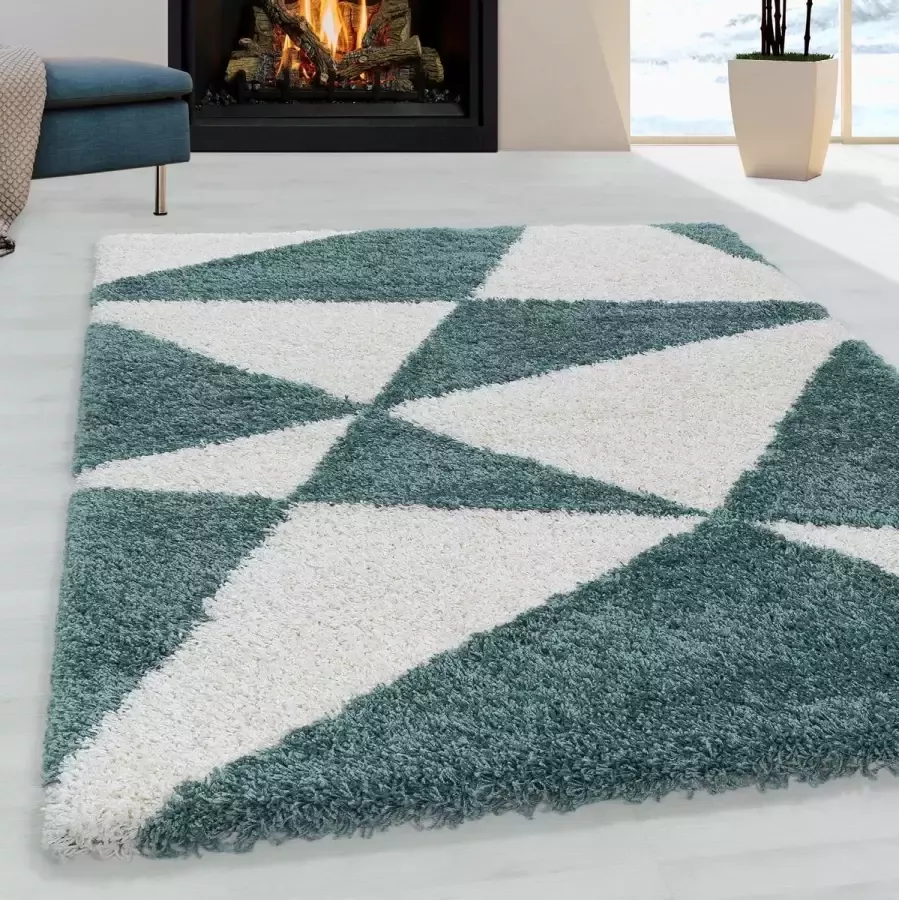 Muratap Tapijtenloods Maxima Soft Shaggy Hoogpolig Vloerkleed Blauw Wit 280x370 CM