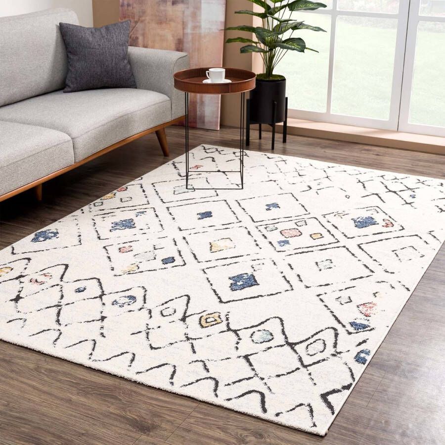 Muratap Tapijtenloods Mista Vintage Laagpolig Vloerkleed Creme Multi 120x170 CM