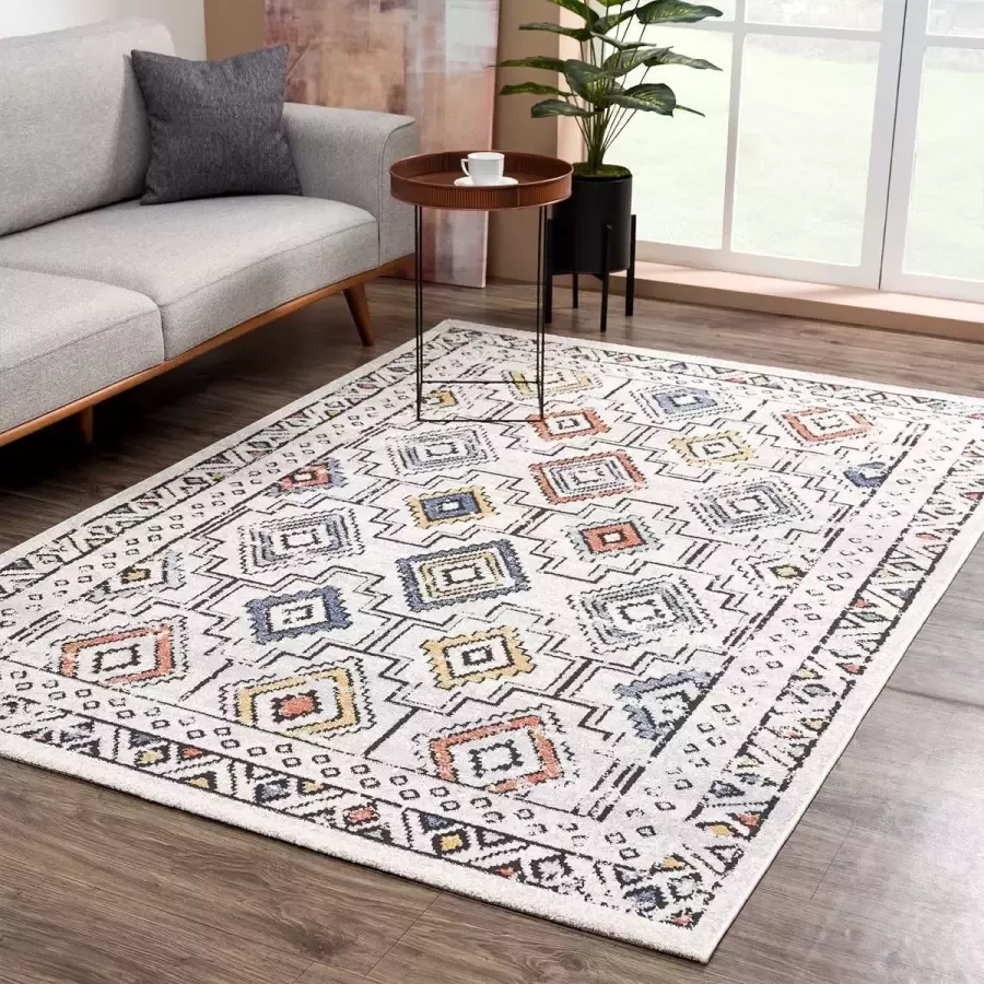 Muratap Tapijtenloods Mista Vintage Laagpolig Vloerkleed Multi Creme 160x230 CM