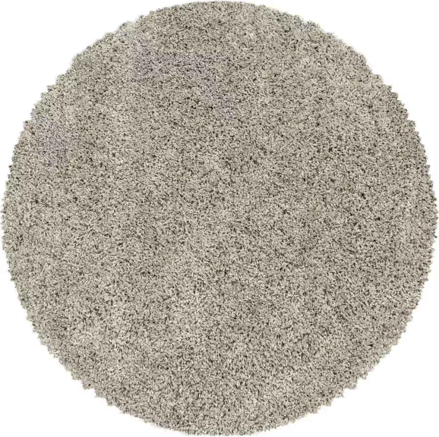Muratap Tapijtenloods Monaco Soft Rond Shaggy Hoogpolig Vloerkleed Beige- 160 CM ROND