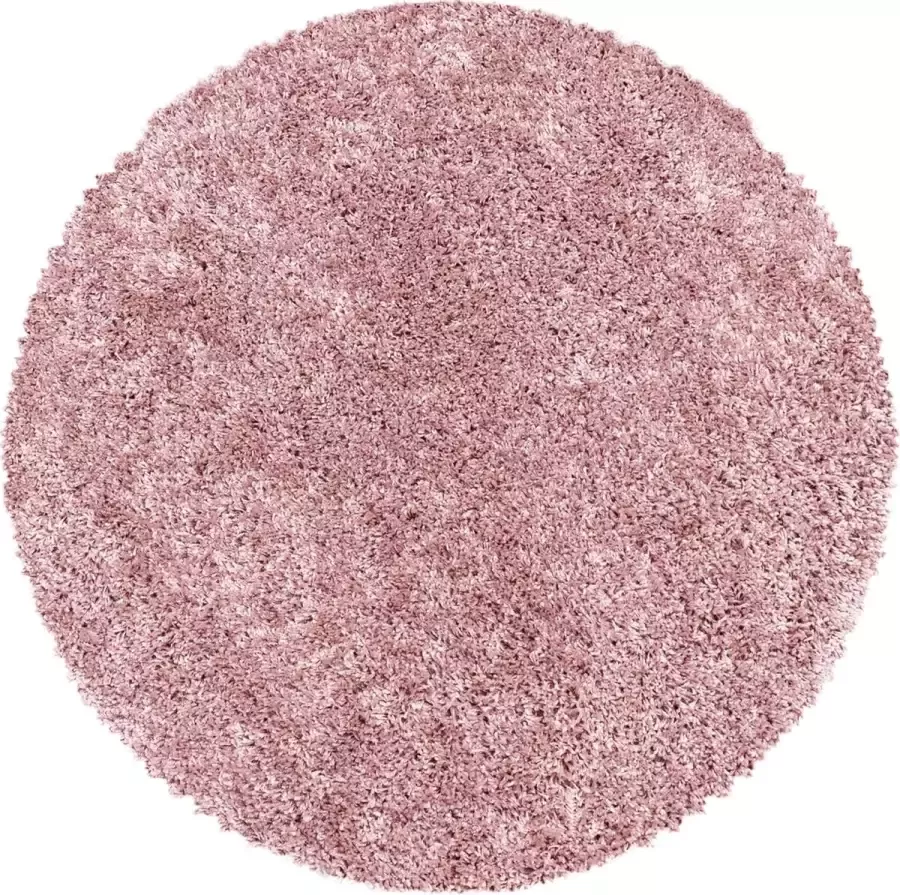 Muratap Tapijtenloods Monaco Soft Rond Shaggy Hoogpolig Vloerkleed Roze- 120 CM ROND