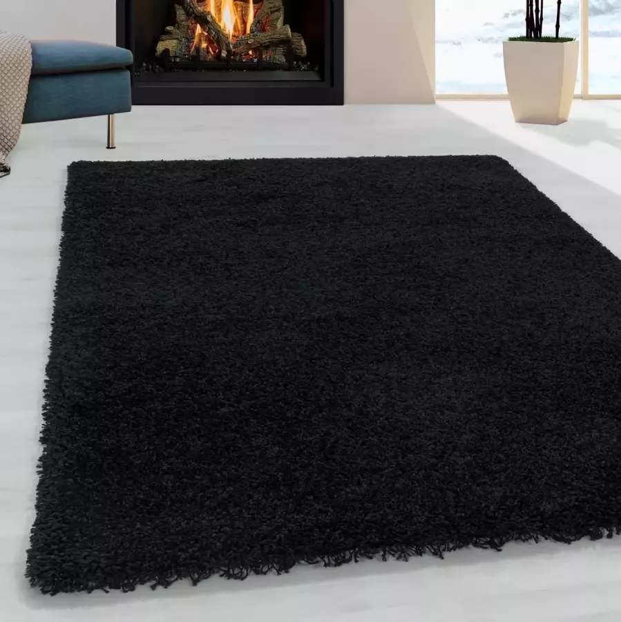 Muratap Tapijtenloods Monaco Soft Shaggy Hoogpolig Vloerkleed Black- 160x230 CM