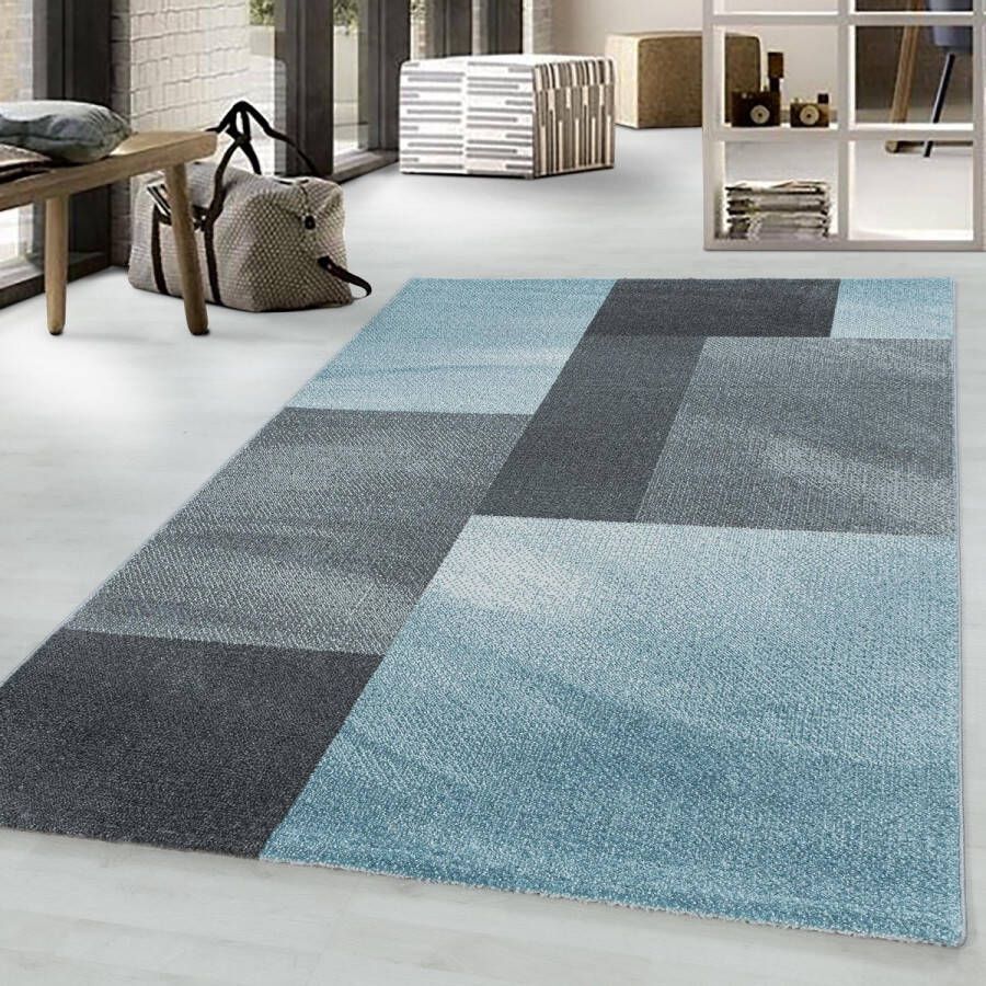 Muratap Tapijtenloods Mynes Modern Laagpolig Vloerkleed Blauw Grijs 200x290 CM