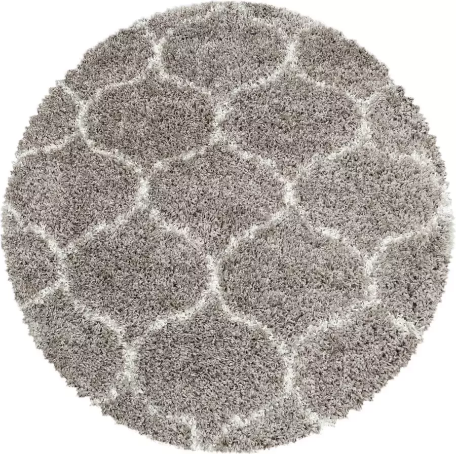 Muratap Tapijtenloods Opera Soft Shaggy Rond Hoogpolig Vloerkleed Beige- 160 CM ROND