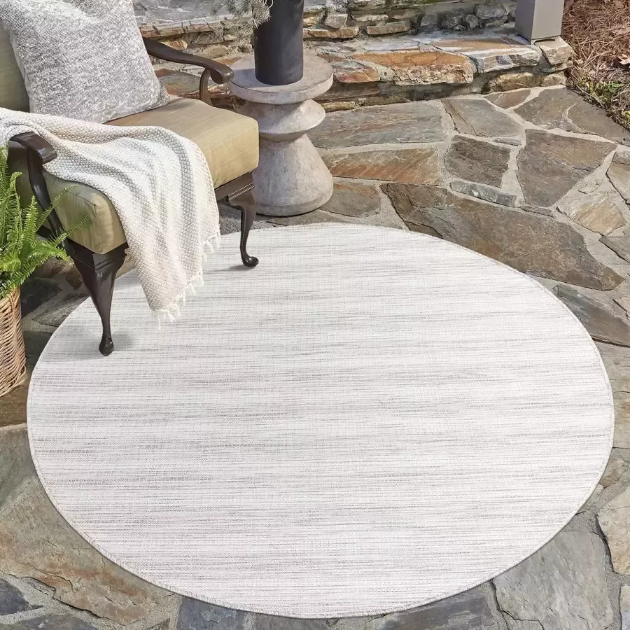 Muratap Tapijtenloods Palm Binnen en Buiten Vloerkleed Tapijt Laagpolig Grijs 200 CM ROND