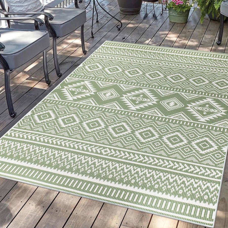 Muratap Tapijtenloods Palm Binnen en Buiten Vloerkleed Tapijt Laagpolig Groen- 60x110 CM