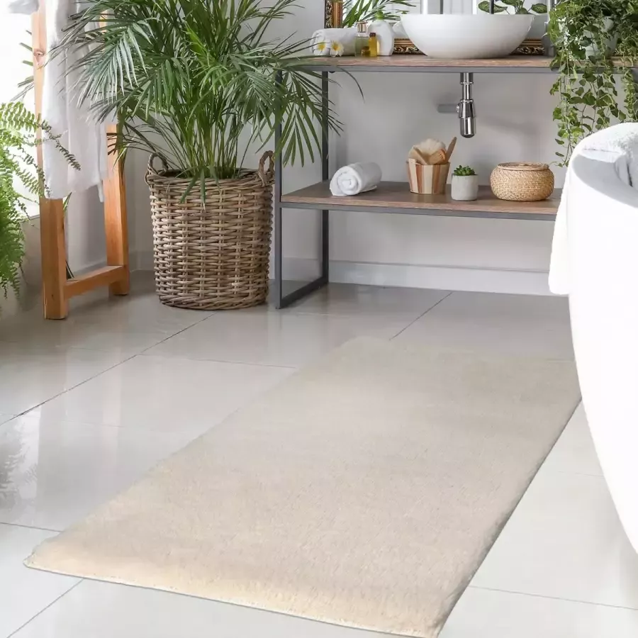 Muratap Tapijtenloods Paradise Badmat Hoogpolig Anti-Slip Beige 40x60 CM