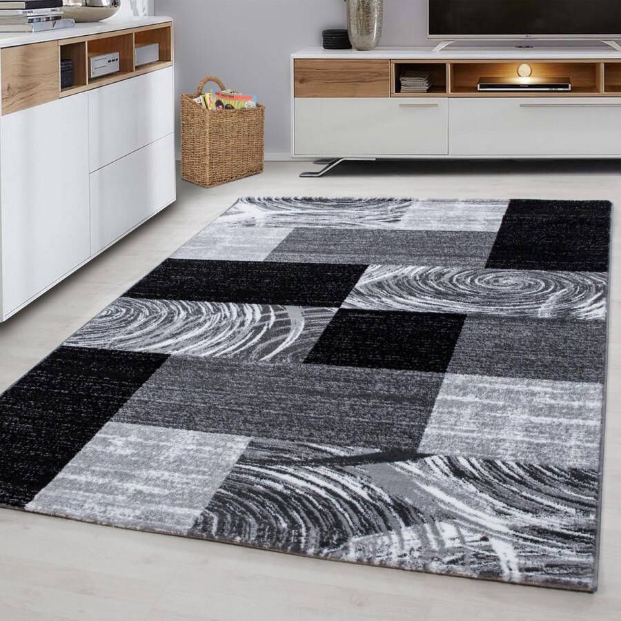 Muratap Tapijtenloods Parma Design Vloerkleed Zwart Grijs Laagpolig 120x170 CM