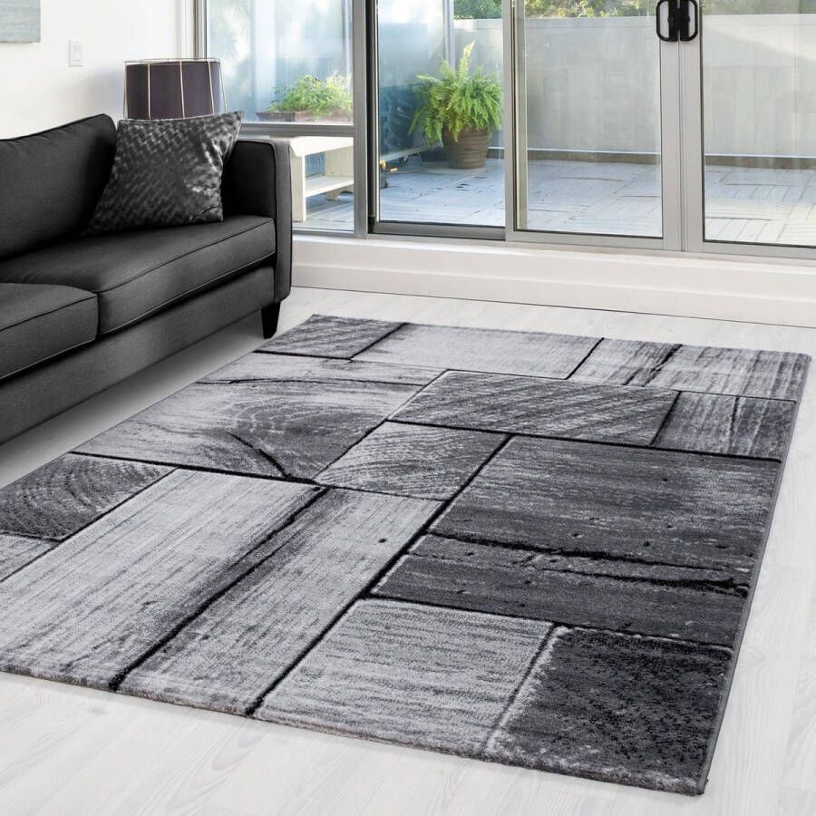 Muratap Tapijtenloods Parma Design Vloerkleed Zwart Grijs Laagpolig 120x170 CM