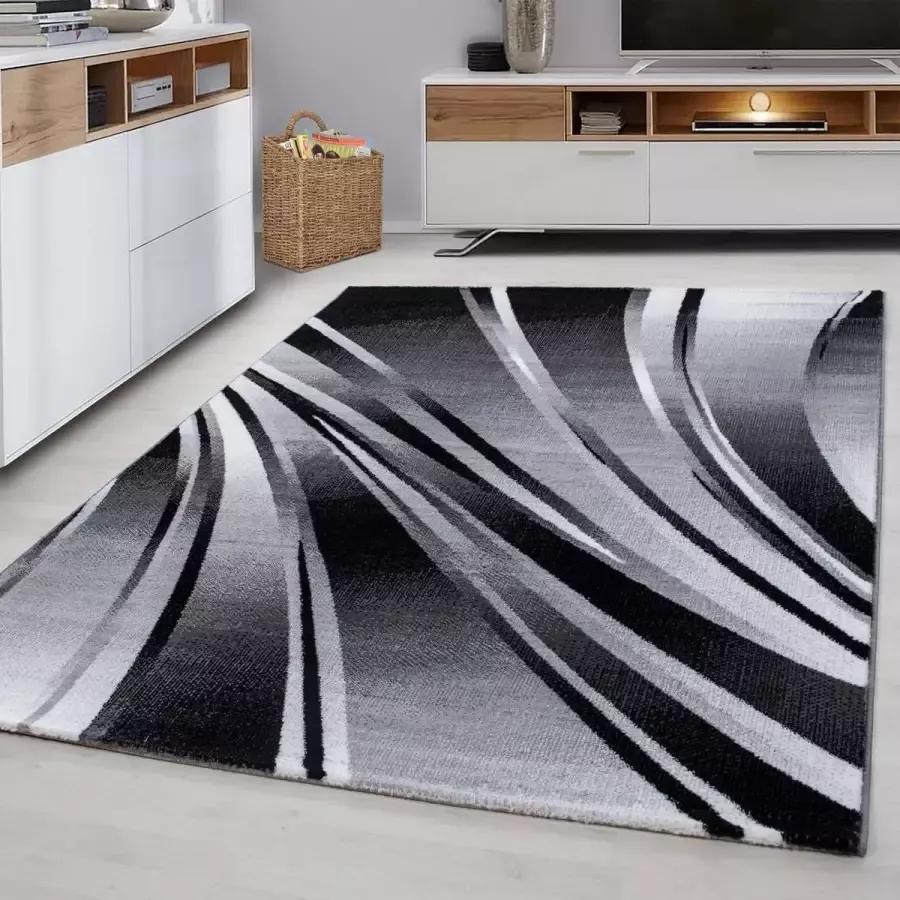 Muratap Tapijtenloods Parma Design Vloerkleed Zwart Grijs Laagpolig 160x230 CM