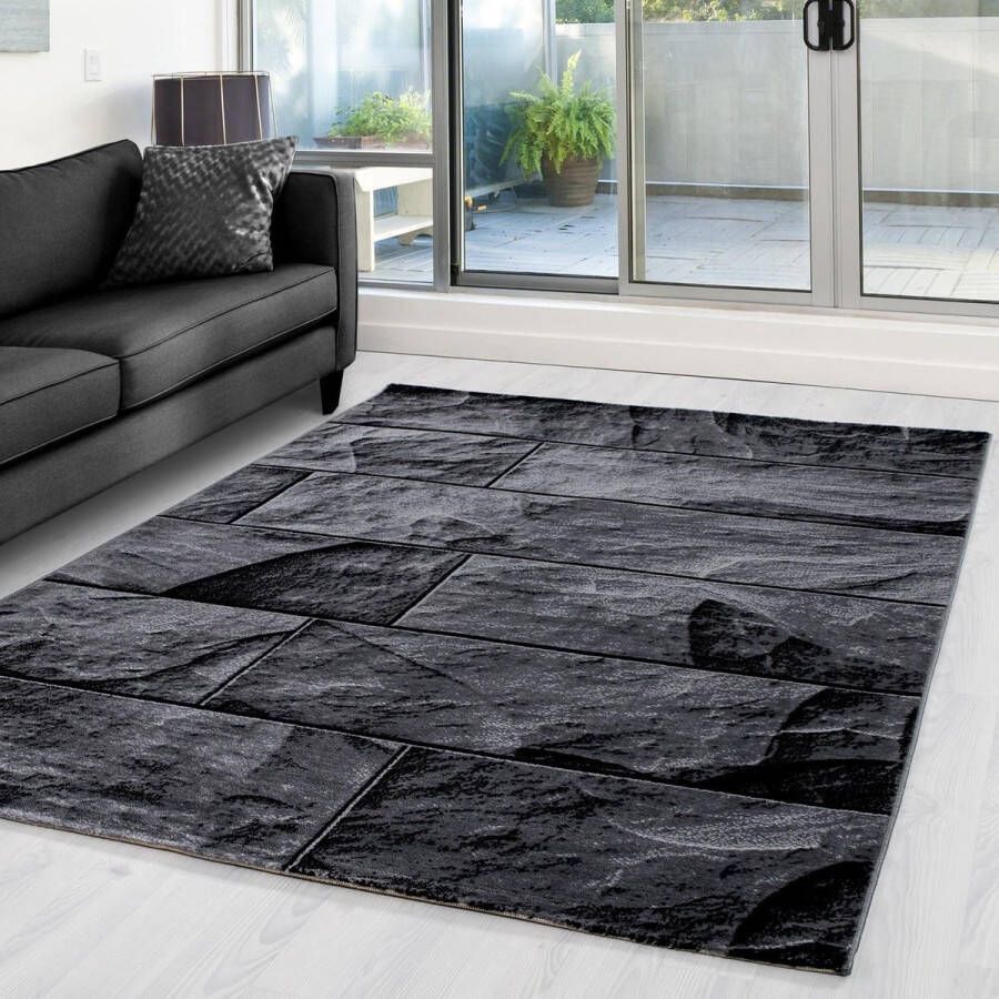 Muratap Tapijtenloods Parma Design Vloerkleed Zwart Grijs Laagpolig 200x290 CM