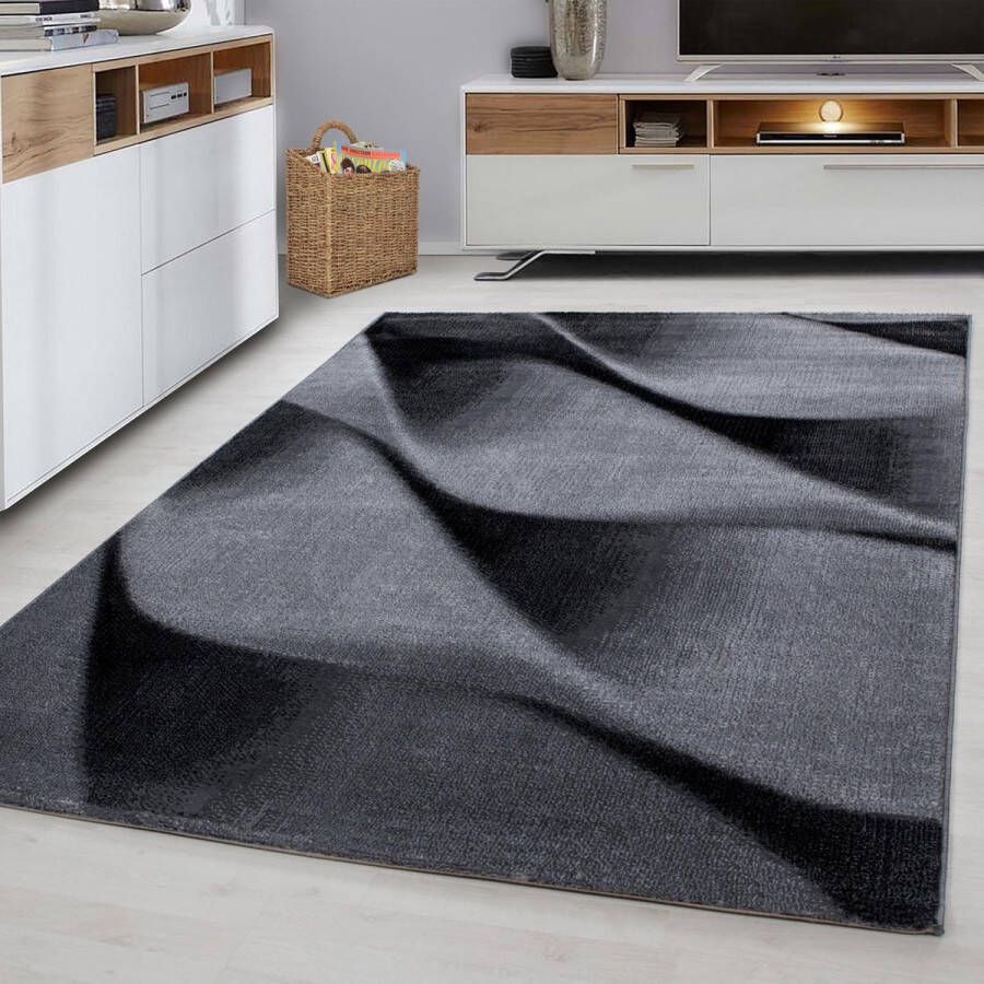 Muratap Tapijtenloods Parma Design Vloerkleed Zwart Grijs Laagpolig 200x290 CM