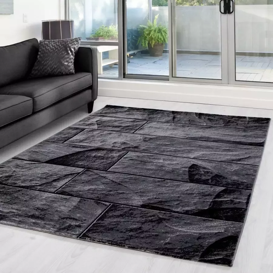 Muratap Tapijtenloods Parma Design Vloerkleed Zwart Grijs Laagpolig 200x290 CM