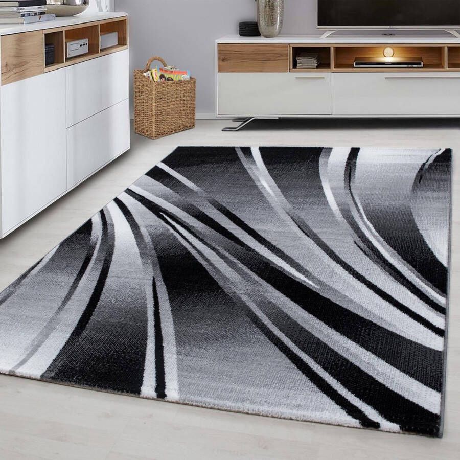 Muratap Tapijtenloods Parma Design Vloerkleed Zwart Grijs Laagpolig- 200x290 CM