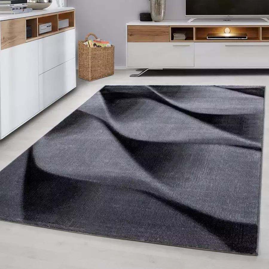 Muratap Tapijtenloods Parma Design Vloerkleed Zwart Grijs Laagpolig 80x150 CM