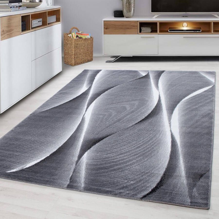 Muratap Tapijtenloods Parma Design Vloerkleed Zwart Grijs Laagpolig- 80x300 CM