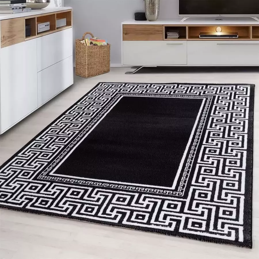 Muratap Tapijtenloods Parma Design Vloerkleed Zwart Wit Laagpolig- 160x230 CM