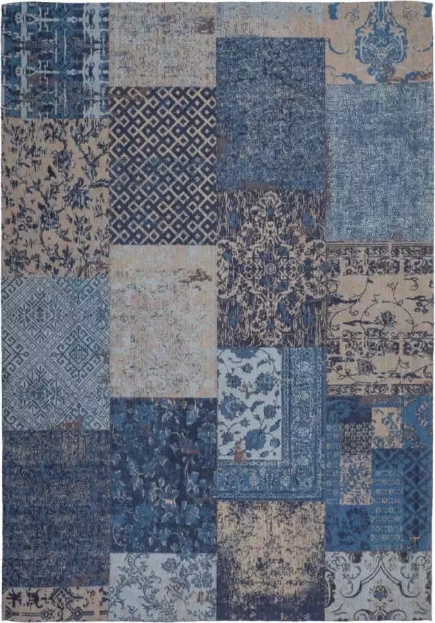 Muratap Patchwork Vintage Vloerkleed Laagpolig Tapijt Blauw Beige- 160x230 CM