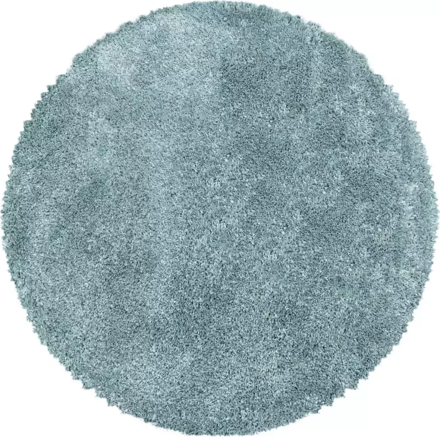 Muratap Tapijtenloods Pearl Soft Rond Hoogpolig Vloerkleed Blauw- 80 CM ROND