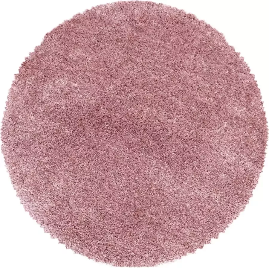 Muratap Tapijtenloods Pearl Soft Rond Hoogpolig Vloerkleed Roze- 200 CM ROND