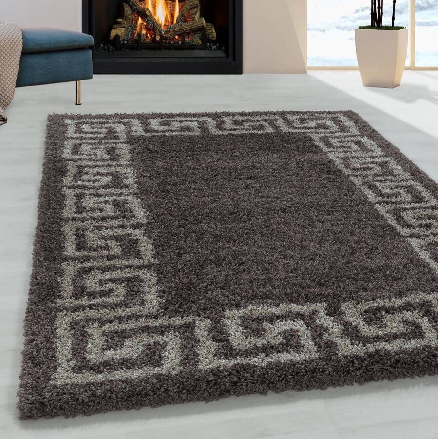 Muratap Tapijtenloods Pera Soft Shaggy Hoogpolig Vloerkleed Taupe 200x290 CM