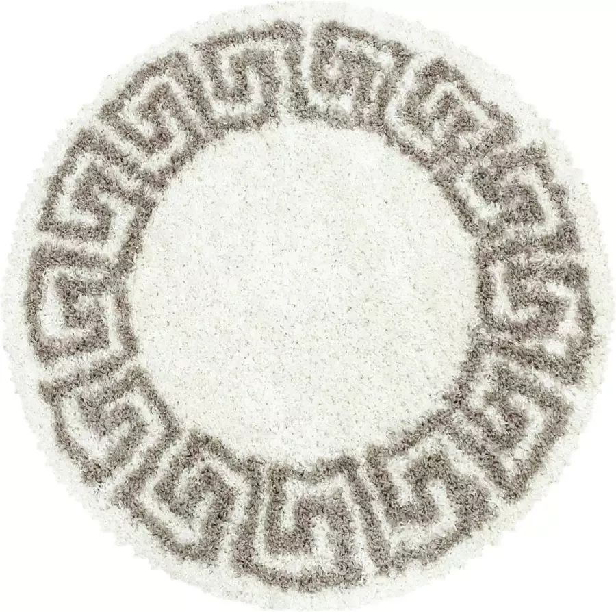 Muratap Tapijtenloods Pera Soft Shaggy Rond Hoogpolig Vloerkleed Creme Beige- 120 CM ROND