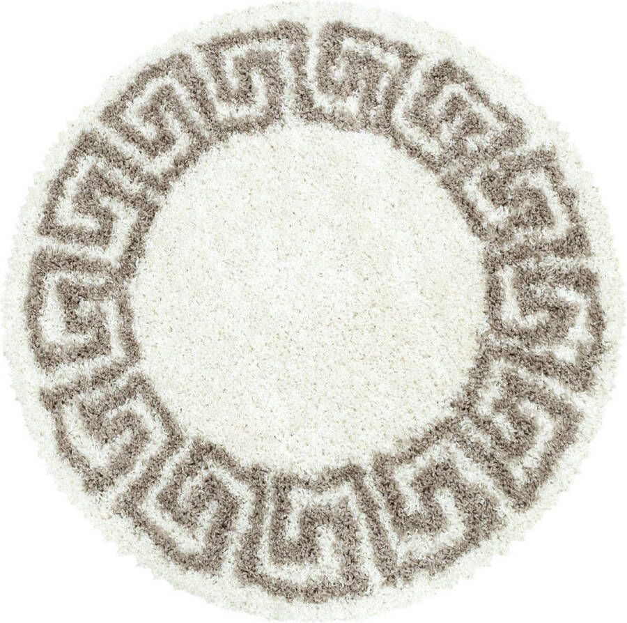 Muratap Tapijtenloods Pera Soft Shaggy Rond Hoogpolig Vloerkleed Creme Beige 160 CM ROND