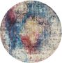 Muratap Tapijtenloods Picasso Heriz Vintage Rond Vloerkleed Multi Blauw Laagpolig- 160 CM ROND - Thumbnail 1