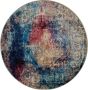 Muratap Tapijtenloods Picasso Heriz Vintage Rond Vloerkleed Multi Blauw Laagpolig- 160 CM ROND - Thumbnail 2